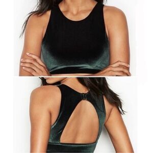 Victoria’s Secret Sport High Neck Bra Top Velvet Green Size Medium
